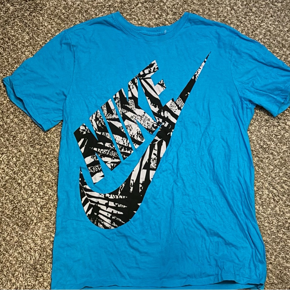 Blue Nike Tee w/ Black and White Swoosh